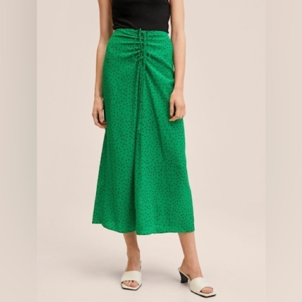 MNG Mango Green polka dot skirt | M